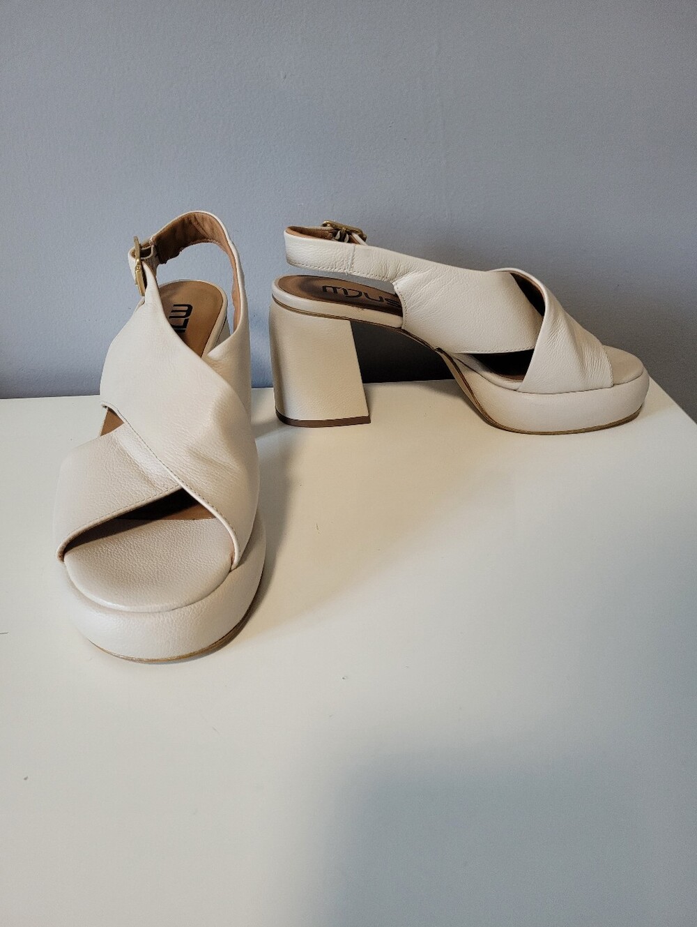 MJUS Tawny Heeled Sandal In Latte, Size 39